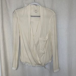 Helmut Lang White long sleeve Deep V top